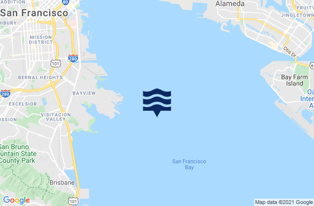 Mapa da tábua de marés em Point Avisadero 1 mi E, United States
