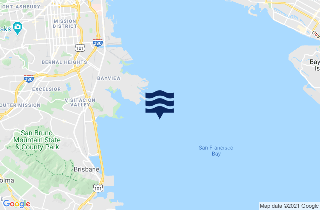 Mapa da tábua de marés em Point Avisadero 1.25 nmi. SSE of, United States