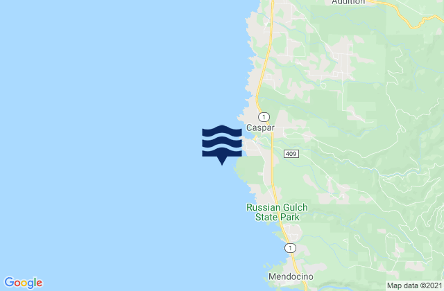 Mapa da tábua de marés em Point Cabrillo, United States