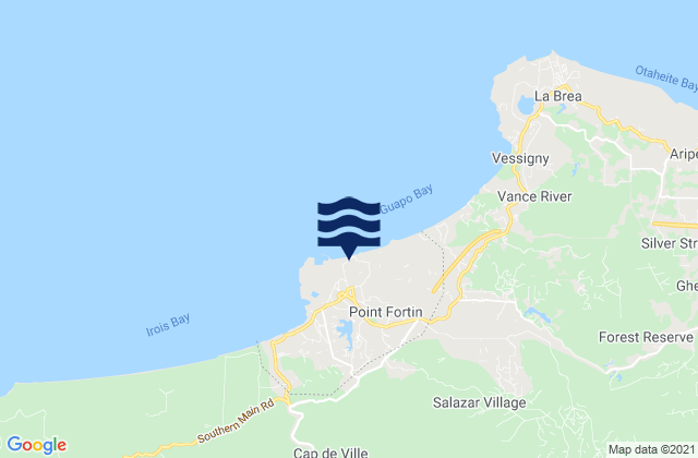 Mapa da tábua de marés em Point Fortin, Trinidad and Tobago