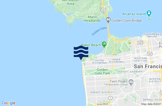 Mapa da tábua de marés em Point Lobos, United States
