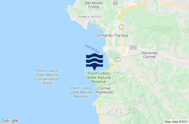 Mapa da tábua de marés em Point Lobos State Reserve, United States