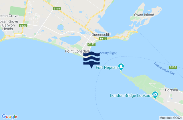 Mapa da tábua de marés em Point Lonsdale, Australia
