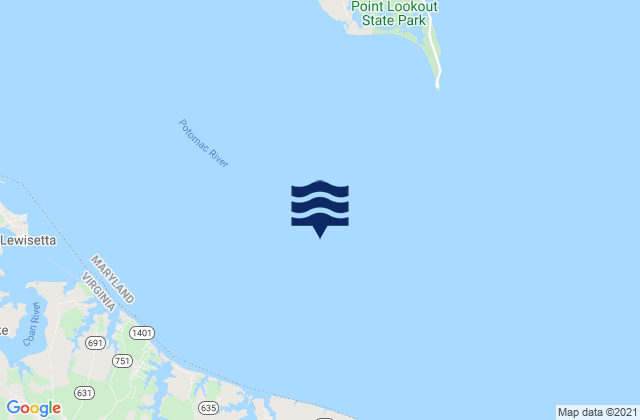 Mapa da tábua de marés em Point Lookout 3.1 n.mi. SW of, United States