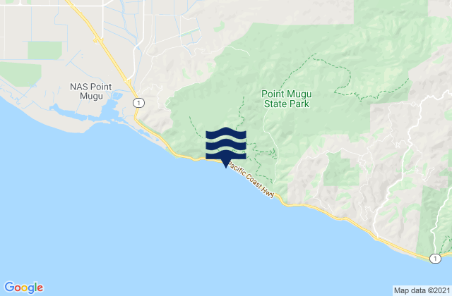 Mapa da tábua de marés em Point Mugu State Park, United States