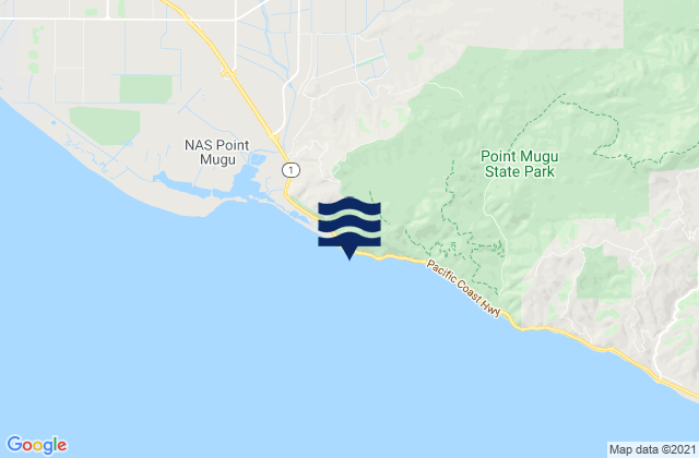 Mapa da tábua de marés em Point Mugu, United States