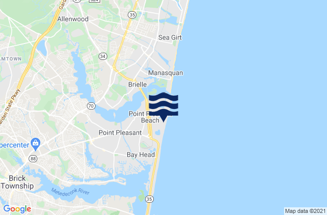 Mapa da tábua de marés em Point Pleasant Beach, United States