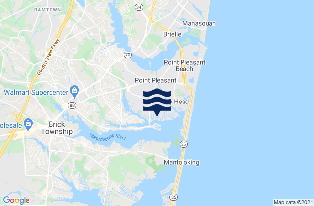 Mapa da tábua de marés em Point Pleasant Canal north bridge, United States