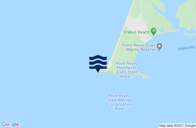Mapa da tábua de marés em Point Reyes Lighthouse, United States