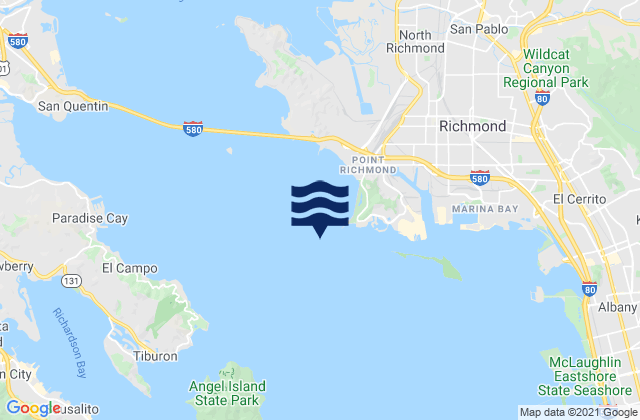 Mapa da tábua de marés em Point Richmond 0.5 mile west of, United States