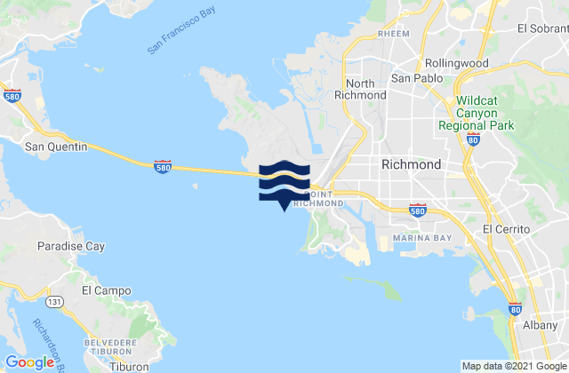 Mapa da tábua de marés em Point Richmond 0.8 nmi. NNW of, United States
