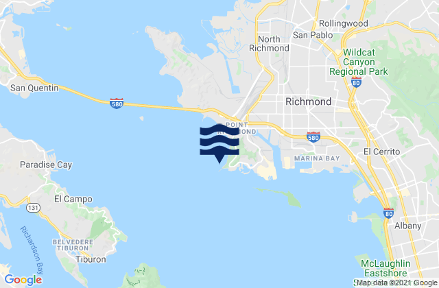 Mapa da tábua de marés em Point Richmond, United States