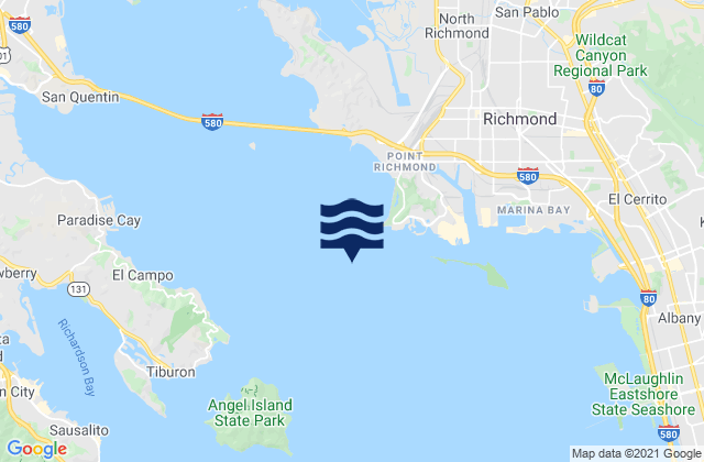 Mapa da tábua de marés em Point Richmond .5 mi W, United States
