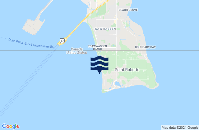 Mapa da tábua de marés em Point Roberts, United States