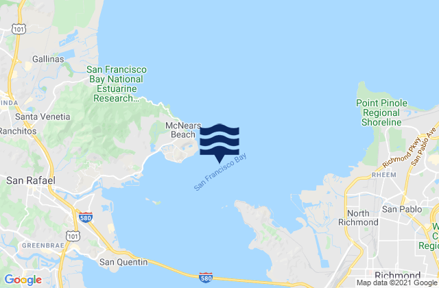 Mapa da tábua de marés em Point San Pedro 0.55 nmi. SE of, United States