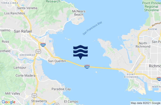 Mapa da tábua de marés em Point San Quentin 1.3 nmi. east of, United States
