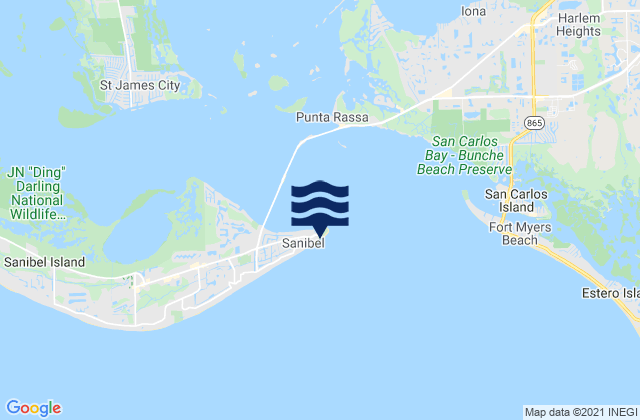 Mapa da tábua de marés em Point Ybel San Carlos Bay Entrance, United States