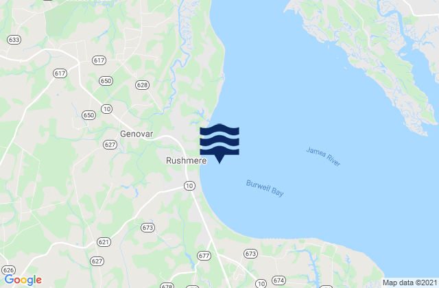 Mapa da tábua de marés em Point of Shoals west of, United States