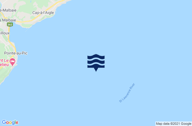 Mapa da tábua de marés em Pointe-Au-Pic, Canada