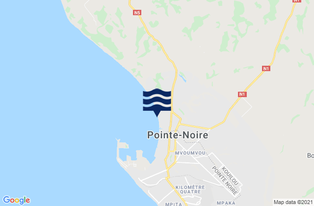 Mapa da tábua de marés em Pointe-Noire, Republic of the Congo