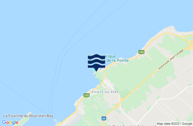 Mapa da tábua de marés em Pointe-au-Pere, Canada