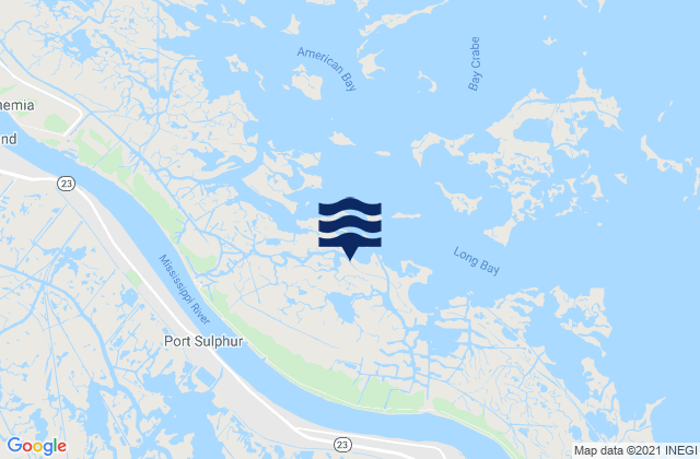 Mapa da tábua de marés em Pointe A La Hache Relief Outlet, United States