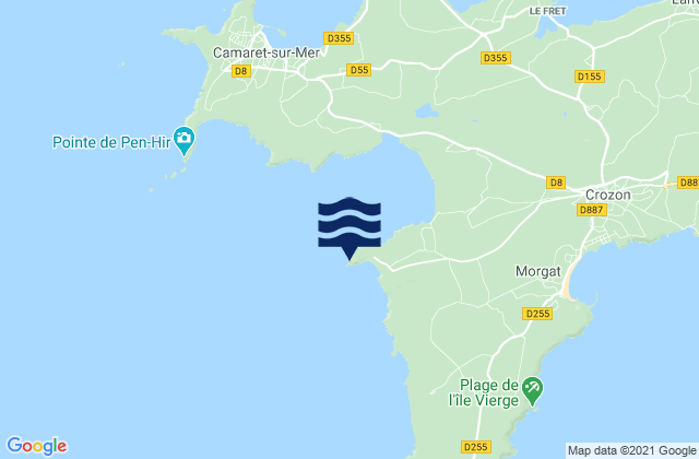 Mapa da tábua de marés em Pointe De Dinan, France