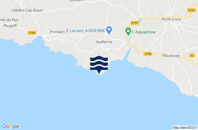 Mapa da tábua de marés em Pointe de Lervily, France
