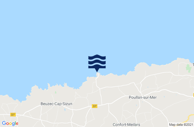 Mapa da tábua de marés em Pointe du Milier, France