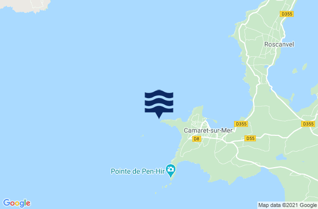 Mapa da tábua de marés em Pointe du Toulinguet, France