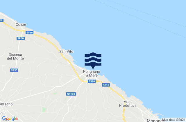 Mapa da tábua de marés em Polignano a Mare, Italy