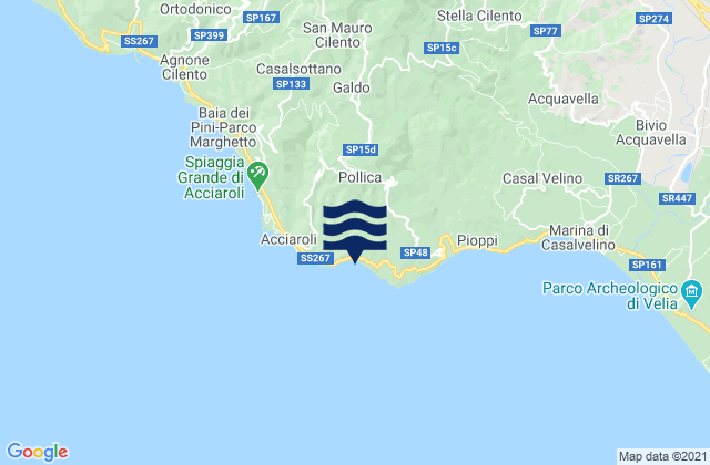 Mapa da tábua de marés em Pollica, Italy