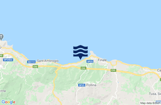 Mapa da tábua de marés em Pollina, Italy