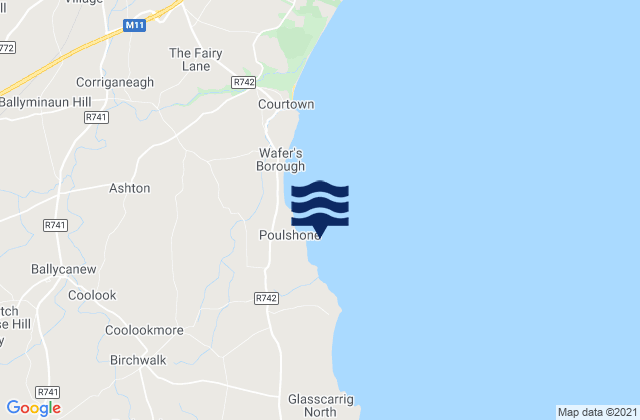 Mapa da tábua de marés em Pollshone Head, Ireland