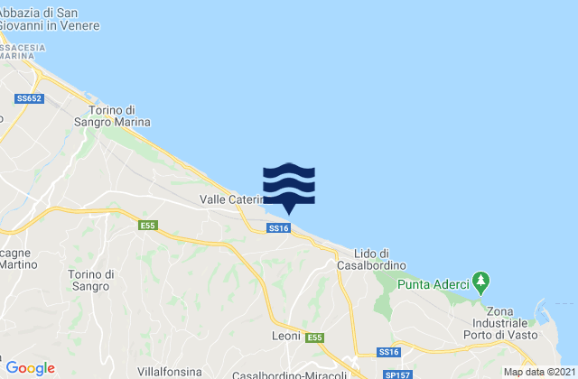 Mapa da tábua de marés em Pollutri, Italy
