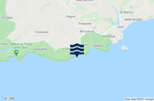 Mapa da tábua de marés em Polperro Beach, United Kingdom