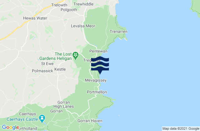 Mapa da tábua de marés em Polstreath Beach, United Kingdom