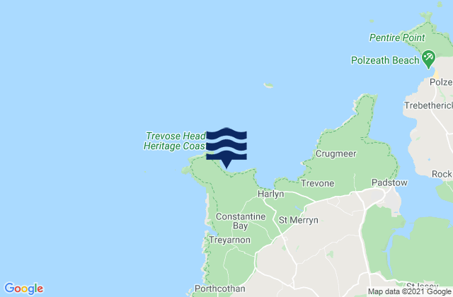 Mapa da tábua de marés em Polventon or Mother Iveys Bay Beach, United Kingdom