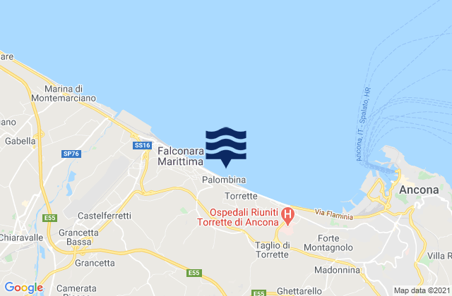 Mapa da tábua de marés em Polverigi, Italy