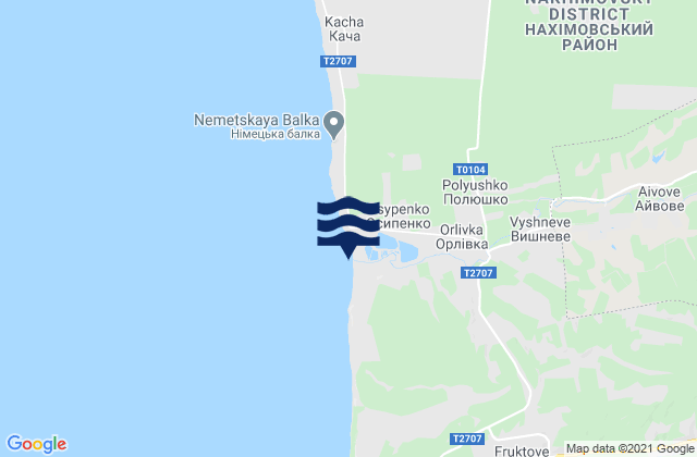 Mapa da tábua de marés em Polyushko, Ukraine