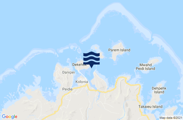 Mapa da tábua de marés em Ponape Harbor, Micronesia
