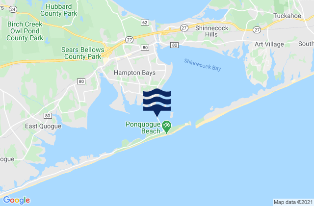 Mapa da tábua de marés em Ponquogue bridge Shinnecock Bay, United States