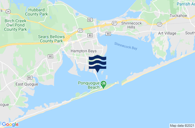 Mapa da tábua de marés em Ponquoque Point, United States