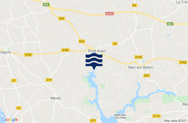 Mapa da tábua de marés em Pont-Aven, France