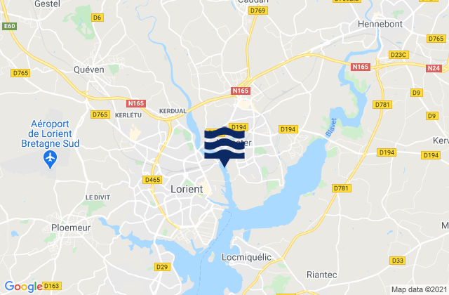 Mapa da tábua de marés em Pont-Scorff, France