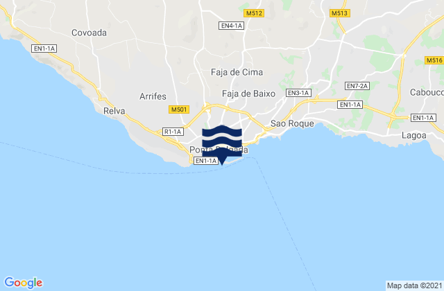 Mapa da tábua de marés em Ponta Delgada Sao Miguel Island, Portugal