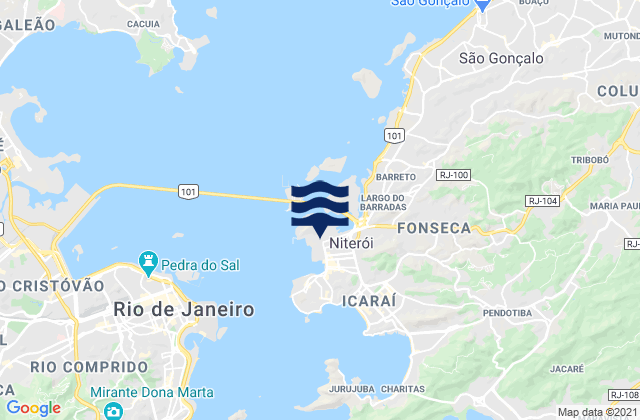Mapa da tábua de marés em Ponta d'Areia, Brazil
