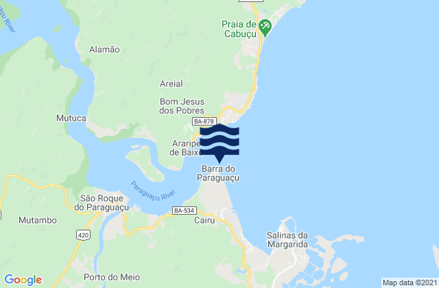 Mapa da tábua de marés em Ponta do Alambique, Brazil