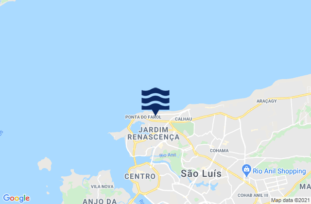 Mapa da tábua de marés em Ponta do Farol, Brazil