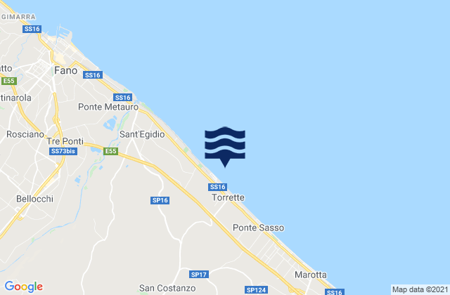 Mapa da tábua de marés em Ponte Sasso, Italy
